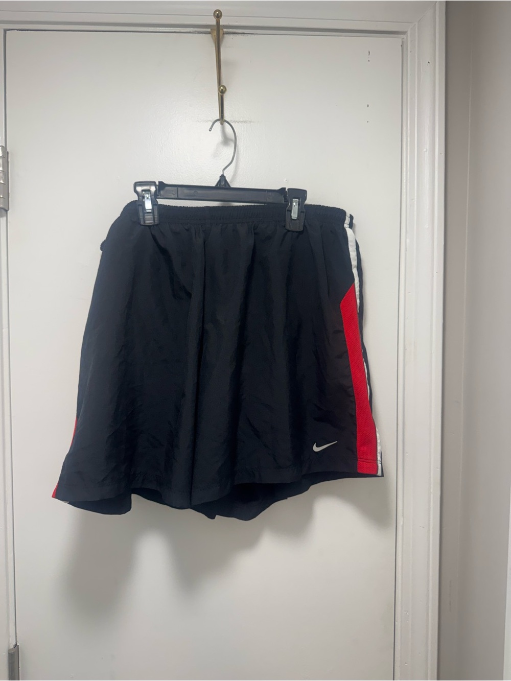 *Nike Black Running Shorts with Red Side Panels and White Trim
